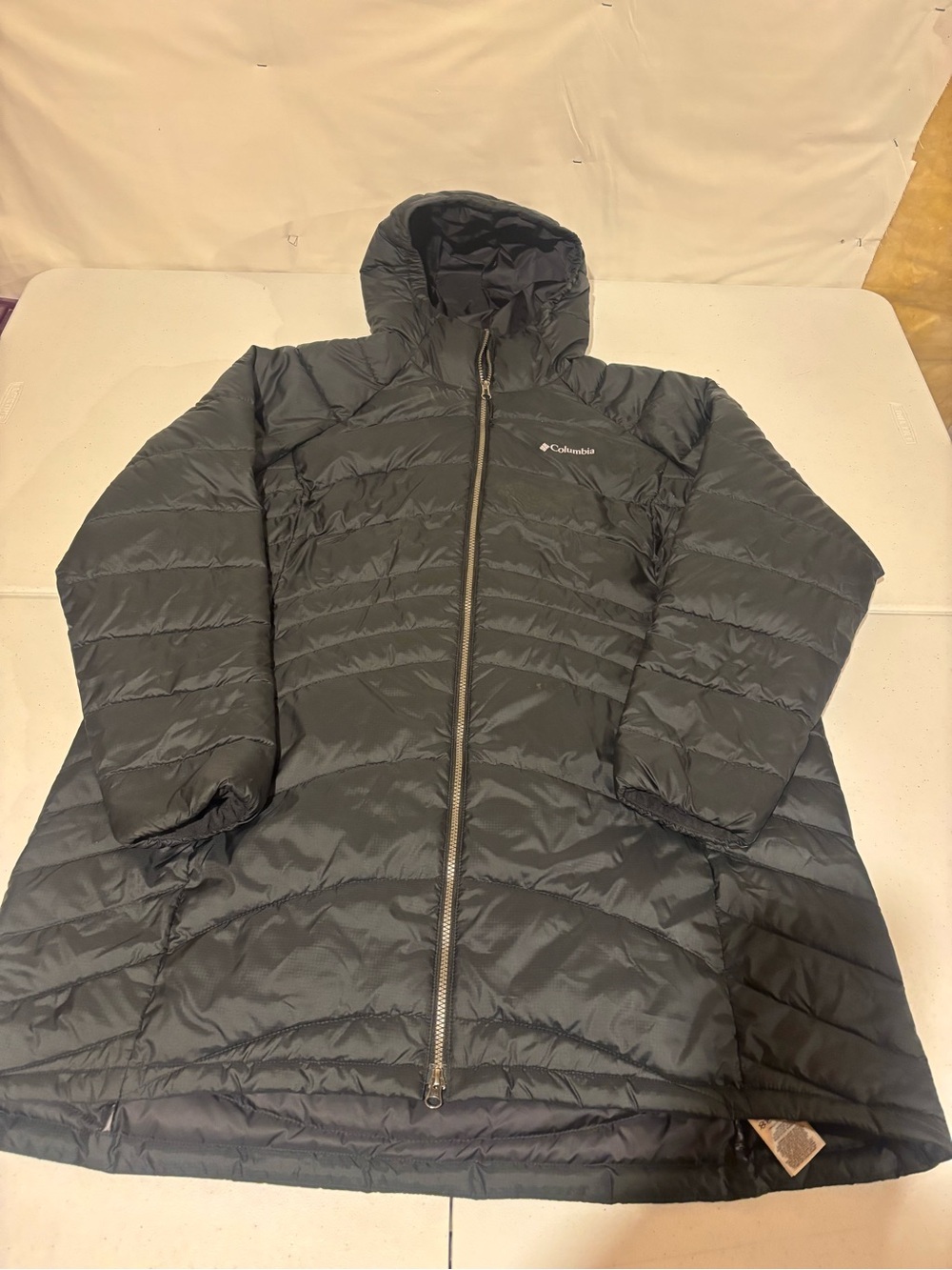 Columbia Men’s Size XXL Gray Full Zip Long Hooded Puffer Winter Jacket